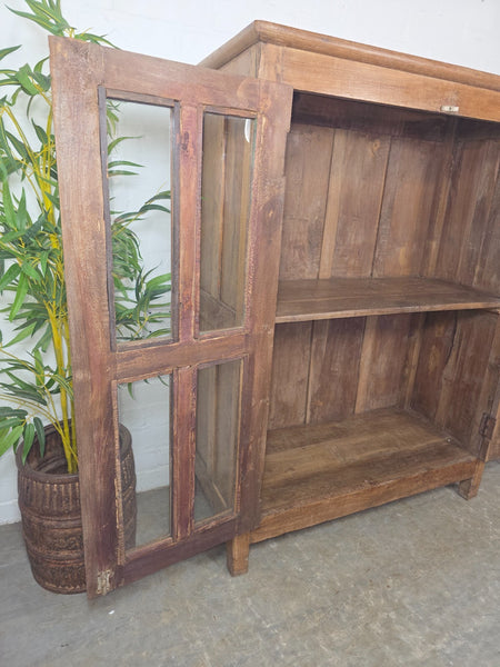 Vintage Indian Glazed Colonial Wooden Kitchen Bathroom Drinks Display Cabinet