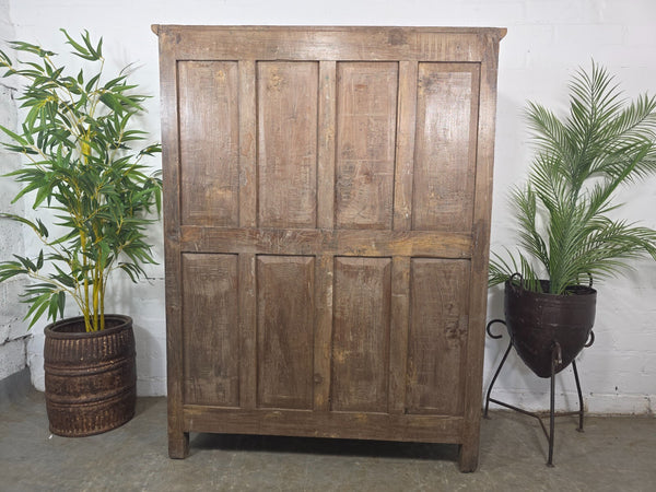 Vintage Indian Glazed Colonial Wooden Kitchen Bathroom Drinks Display Cabinet
