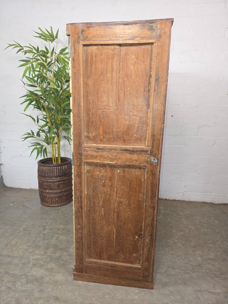 Vintage Indian Glazed Colonial Wooden Kitchen Bathroom Drinks Display Cabinet