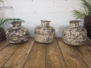 Vintage Rustic Authentic Indian Heavy Duty Iron Metal Water Pot Vase Lota