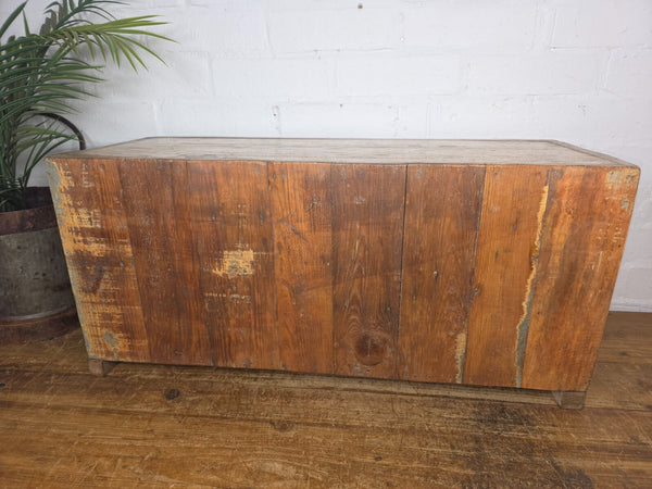 Vintage Rustic Indian Wooden Glazed Shop Counter Top Display Case Cabinet