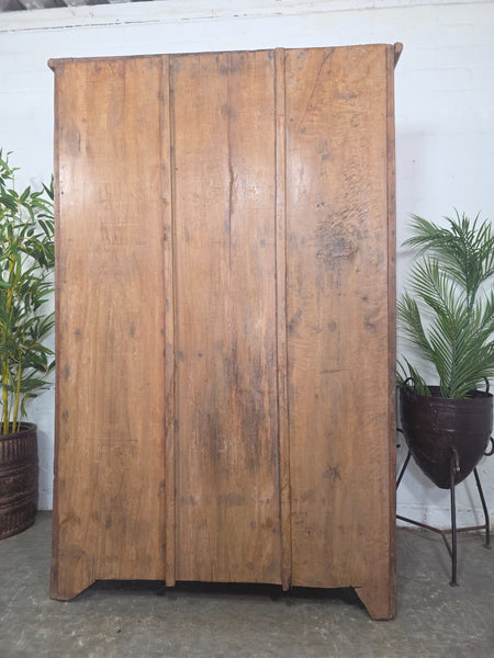 Vintage Indian Glazed Colonial Wooden Kitchen Bathroom Drinks Display Cabinet