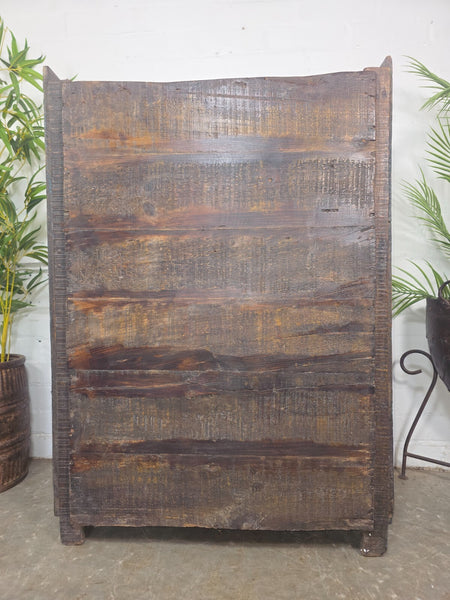 Vintage Indian Glazed Blue Wooden Kitchen Bathroom Drinks Display Cabinet