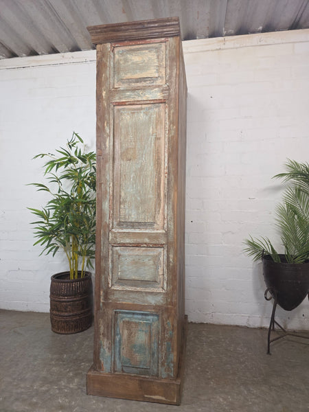 Vintage Reclaimed Indian Solid Wooden Armoire Linen Cupboard Wardrobe