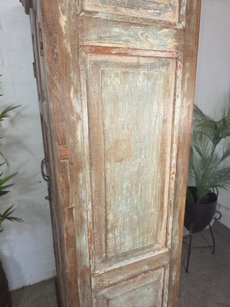 Vintage Reclaimed Indian Solid Wooden Armoire Linen Cupboard Wardrobe
