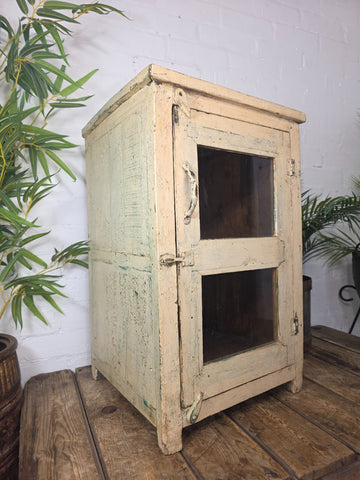 Vintage Indian Solid Wooden Glazed Bathroom Bedside Unit Display Cabinet