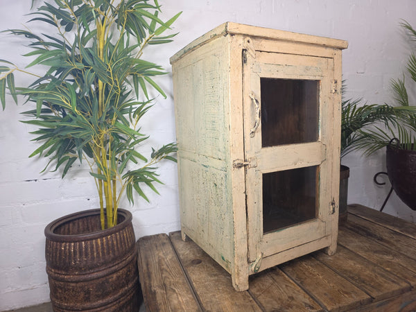 Vintage Indian Solid Wooden Glazed Bathroom Bedside Unit Display Cabinet