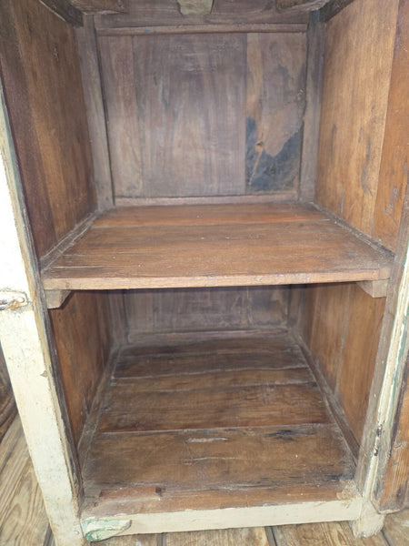 Vintage Indian Solid Wooden Glazed Bathroom Bedside Unit Display Cabinet