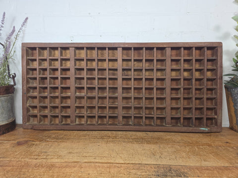 Vintage Indian Teak Wooden Print Printers Tray Wall Collectibles Display Shelf