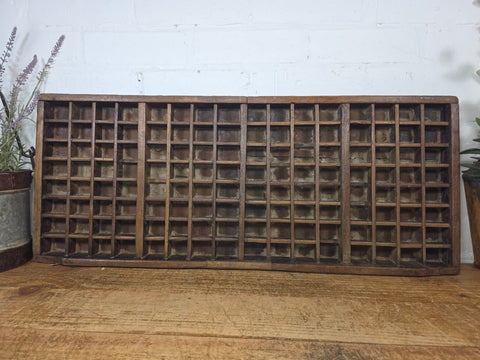 Vintage Indian Teak Wooden Print Printers Tray Wall Collectibles Display Shelf