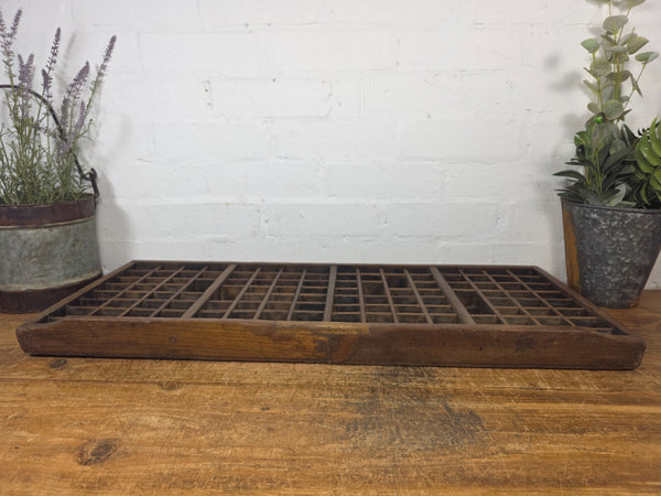 Vintage Indian Teak Wooden Print Printers Tray Wall Collectibles Display Shelf