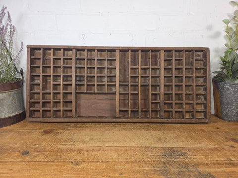 Vintage Indian Teak Wooden Print Printers Tray Wall Collectibles Display Shelf