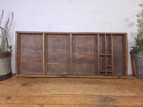 Vintage Indian Teak Wooden Print Printers Tray Wall Collectibles Display Shelf