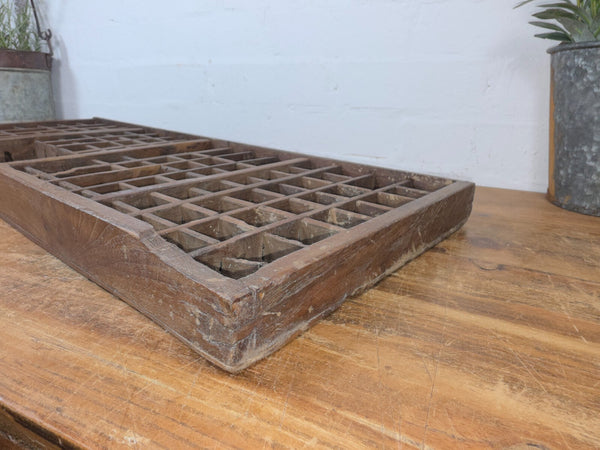 Vintage Indian Teak Wooden Print Printers Tray Wall Collectibles Display Shelf