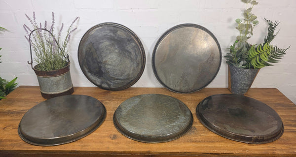 Large Round Industrial Vintage Rustic Zinc Galvanised Metal Serving Drinks Tray