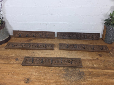 Reclaimed Indian Hand Carved Solid Wooden Coat Tea Towls Kitchen Hallway Hooks