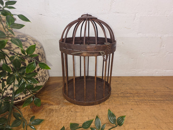 Vintage Rustic Reclaimed Metal Hanging Bird Cage Candle Holder Garden Lantern