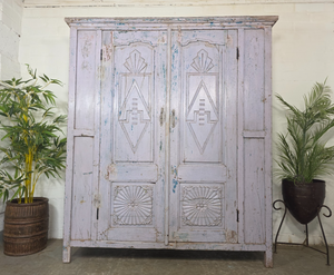 Vintage Reclaimed Indian Solid Wooden Kitchen Cabinet Cupboard Armoire Wardrobe