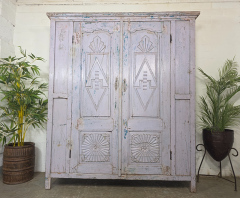 Vintage Reclaimed Indian Solid Wooden Kitchen Cabinet Cupboard Armoire Wardrobe