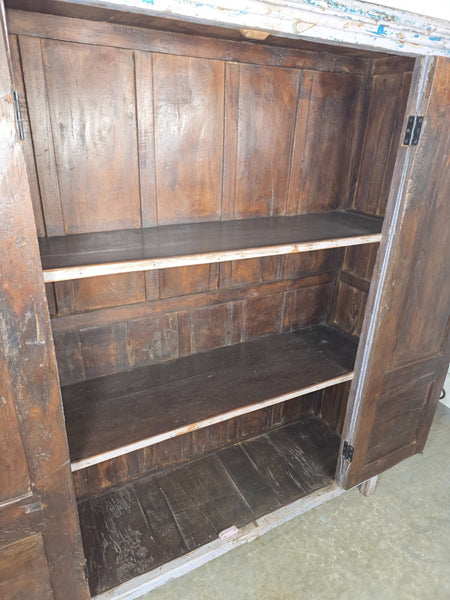 Vintage Reclaimed Indian Solid Wooden Kitchen Cabinet Cupboard Armoire Wardrobe
