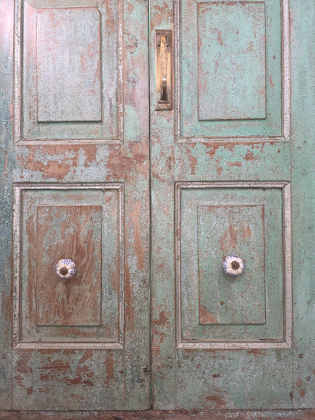 Vintage Reclaimed  Indian Solid Wooden Kitchen Cabinet Cupboard Armoire Wardrobe