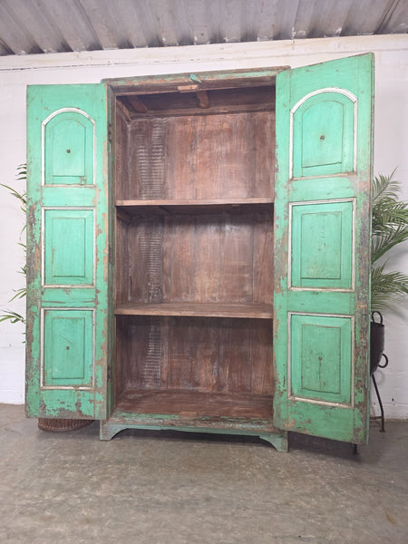 Vintage Reclaimed  Indian Solid Wooden Kitchen Cabinet Cupboard Armoire Wardrobe