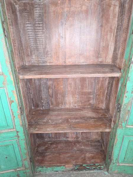 Vintage Reclaimed  Indian Solid Wooden Kitchen Cabinet Cupboard Armoire Wardrobe
