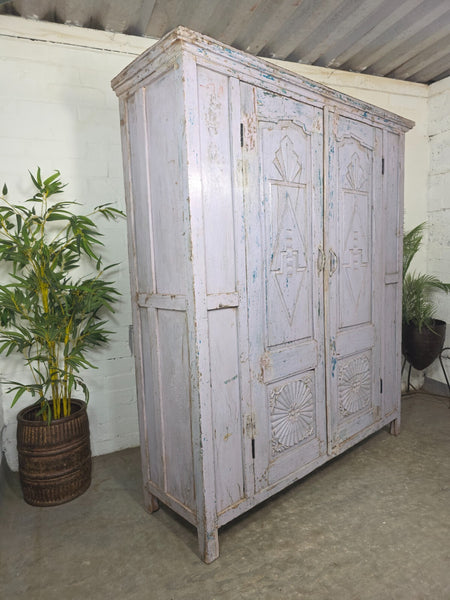 Vintage Reclaimed Indian Solid Wooden Kitchen Cabinet Cupboard Armoire Wardrobe