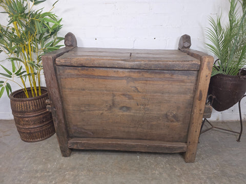 Vintage Rustic Primitive Himalayan Himachal Wooden Trunk Chest Blanket Box