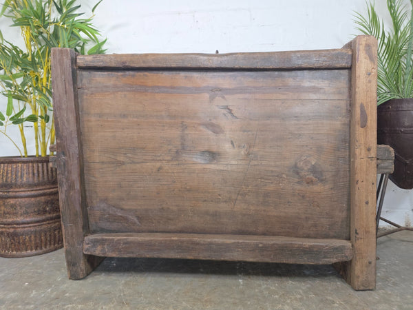 Vintage Rustic Primitive Himalayan Himachal Wooden Trunk Chest Blanket Box