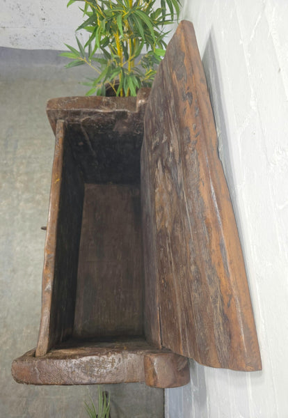 Vintage Rustic Primitive Himalayan Himachal Wooden Trunk Chest Blanket Box