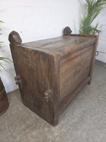 Vintage Rustic Primitive Himalayan Himachal Wooden Trunk Chest Blanket Box