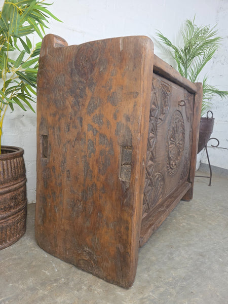 Vintage Rustic Primitive Himalayan Himachal Wooden Trunk Chest Blanket Box