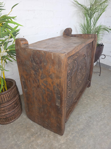 Vintage Rustic Primitive Himalayan Himachal Wooden Trunk Chest Blanket Box