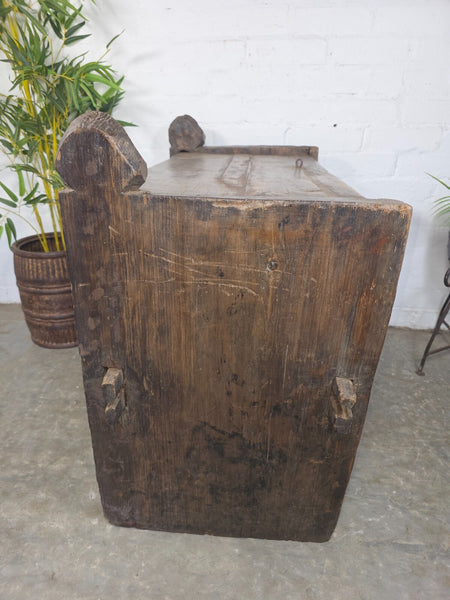 Vintage Rustic Primitive Himalayan Himachal Wooden Trunk Chest Blanket Box