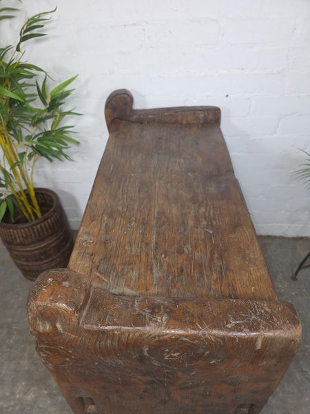 Vintage Rustic Primitive Himalayan Himachal Wooden Trunk Chest Blanket Box