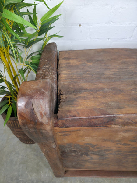 Vintage Rustic Primitive Himalayan Himachal Wooden Trunk Chest Blanket Box