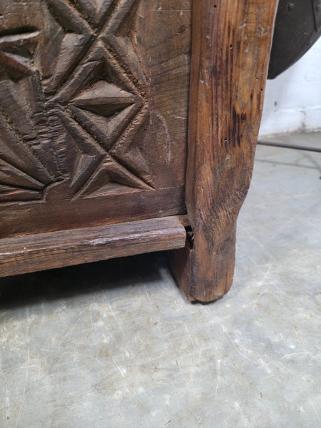 Vintage Rustic Primitive Himalayan Himachal Wooden Trunk Chest Blanket Box