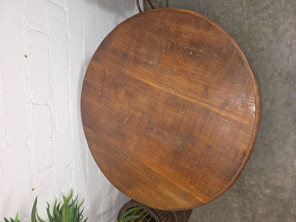 Vintage Reclaimed Galvanised Riveted Metal Barrel Drum Coffee Side Table