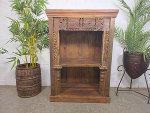 Vintage Indian Hand Carved Solid Wooden Bookcase Shelves