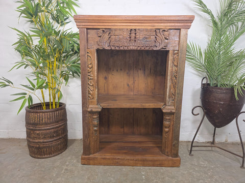 Vintage Indian Hand Carved Solid Wooden Bookcase Shelves