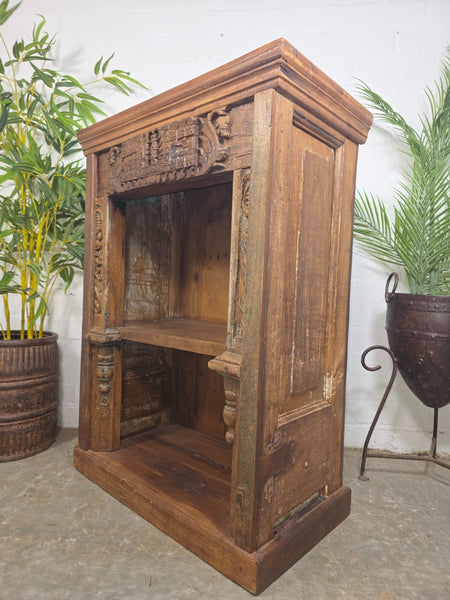 Vintage Indian Hand Carved Solid Wooden Bookcase Shelves
