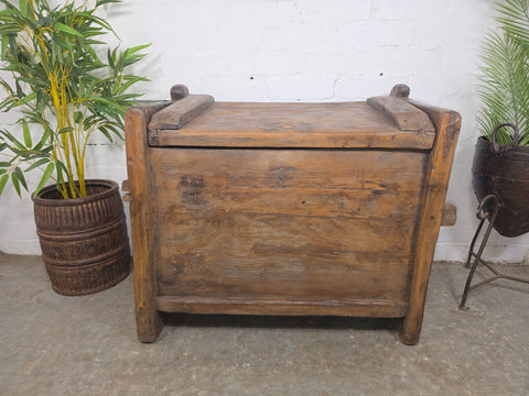 Vintage Rustic Primitive Himalayan Himachal Wooden Trunk Chest Blanket Box