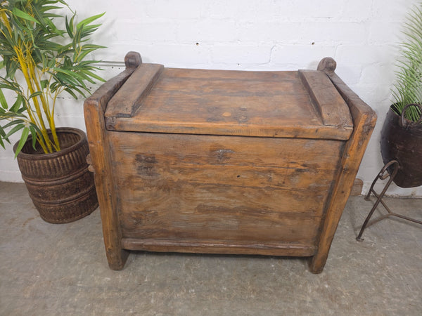 Vintage Rustic Primitive Himalayan Himachal Wooden Trunk Chest Blanket Box