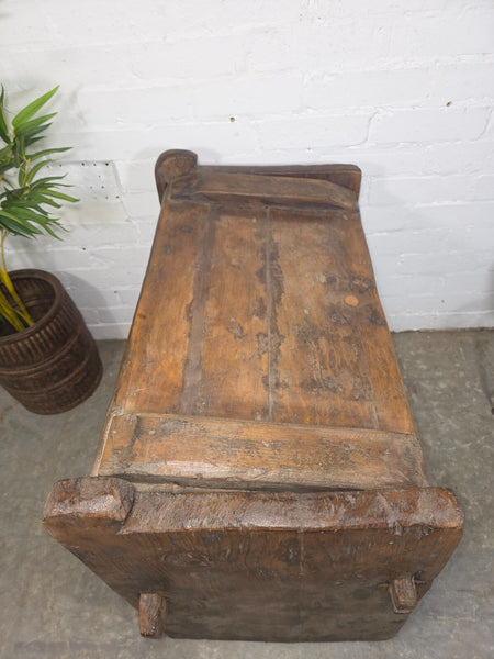 Vintage Rustic Primitive Himalayan Himachal Wooden Trunk Chest Blanket Box