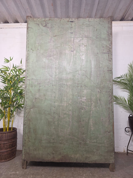 Large Vintage Indian Glazed Wooden Kitchen Drinks Display Cabinet Cupboard