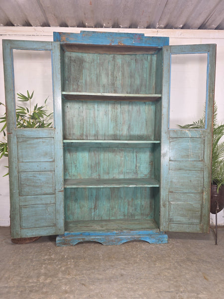 Vintage Reclaimed Indian Glazed Wooden Free Standing Kitchen Drinks Cabinet