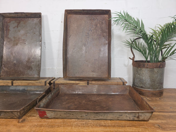 Large Rectangular Industrial Vintage Rustic Galvanised Metal Serving Drinks Tray
