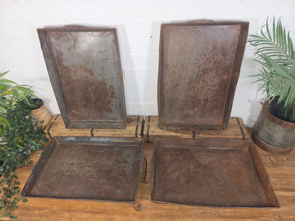 Large Rectangular Industrial Vintage Rustic Galvanised Metal Serving Drinks Tray