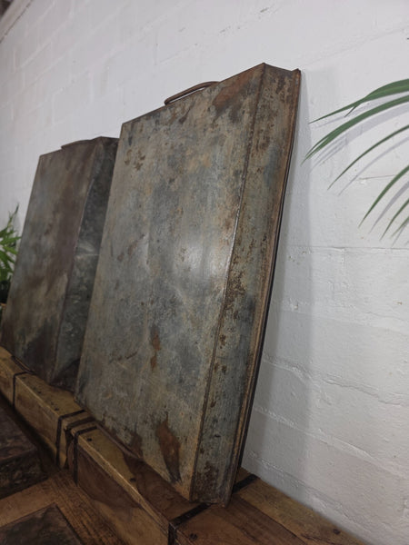 Large Rectangular Industrial Vintage Rustic Galvanised Metal Serving Drinks Tray